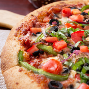 Vegetarian pizza with loaded toppings